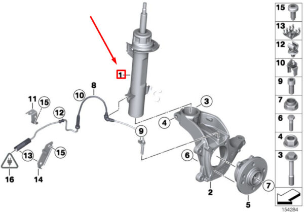31316785769 - MINI COOPER S JCW R56 Front Left Strut Assembly 31316785769 6785769 NEW GENUINE