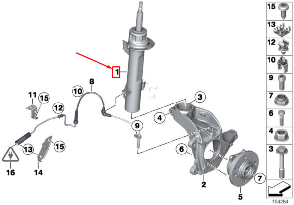 31316789551 - NEW MINI CONVERTIBLE R57 CONVERTIBLE FRONT SHOCK ABSORBER 31316789551 ORIGINAL