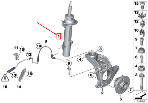 31316789556 - NEW MINI CONVERTIBLE R57 FRONT RIGHT SHOCK ABSORBER 31316789556 6789556 ORIGINAL