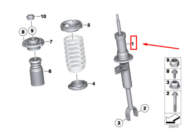 31316789660 - BMW 6 Coupe F13 shock absorber front right 6789660 31316789660 NEW original