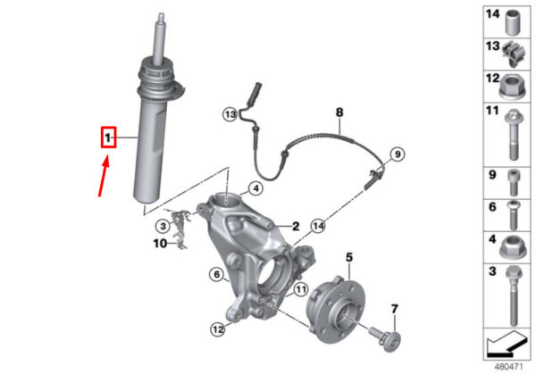 31316852413 - MINI COOPER S F56 FRONT LEFT STRUT 31316852413 NEW GENUINE