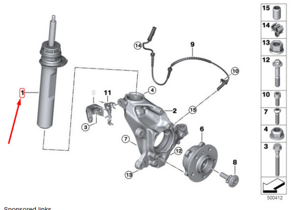 31316852415 - NEW MINI COOPER F56 FRONT LEFT SPRING STRUT 31316852415 ORIGINAL