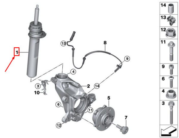 31316852416 - MINI COOPER F56 FRONT RIGHT SHOCK ABSORBER 6852416 31316852416 NEW GENUINE