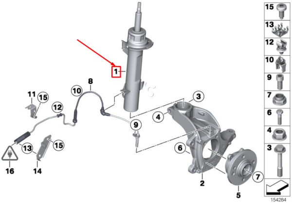 31316855359 - MINI COUPE R58 FRONT LEFT SHOCK ABSORBER 31316855359 6855359 NEW GENUINE