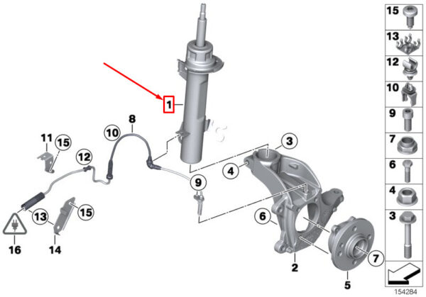 31316857134 - NEW MINI ROADSTER R59 FRONT RIGHT SHOCK ABSORBER 6857134 31316857134 ORIGINAL