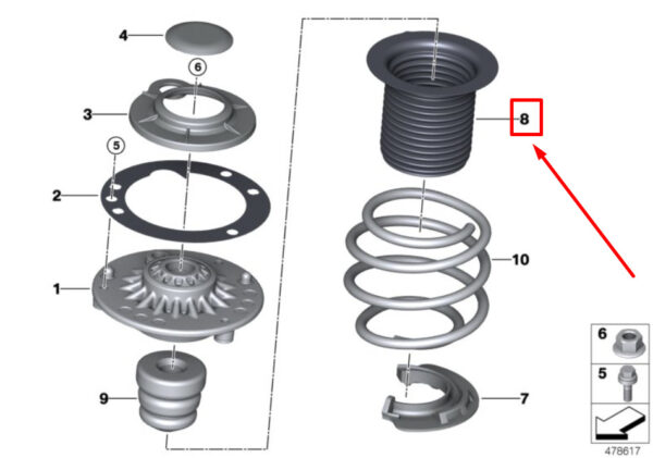 31316860787 - NEW MINI-LANDSMANN F60 UPPER SPRING PAD 31316860787 6860787 ORIGINAL
