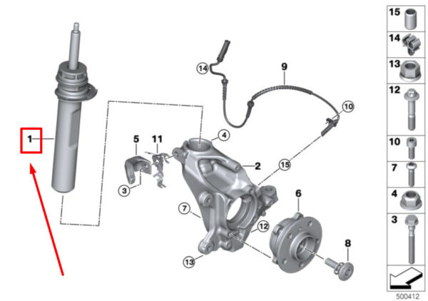 31316862705 - NEW MINI CLUBMAN F54 FRONT LEFT SPRING STRUT 31316862705 6862705 ORIGINAL