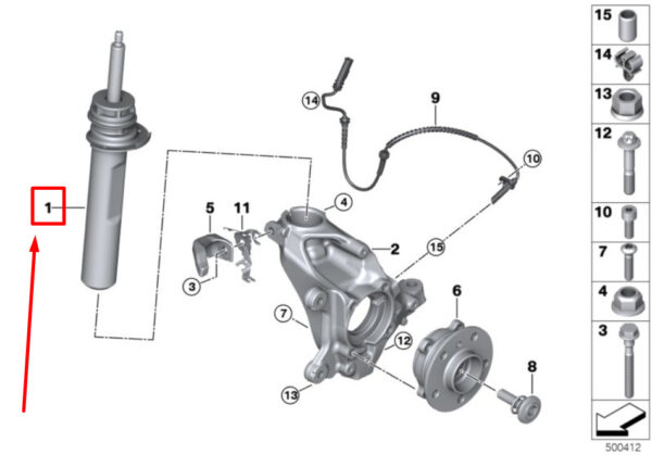 31316862706 - NEW MINI CLUBMAN F54 FRONT RIGHT SHOCK ABSORBER 31316862706 6862706 ORIGINAL