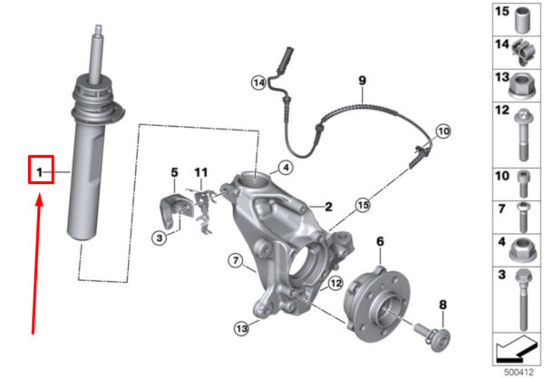 31316867210 - NEW MINI COUNTRYMAN F60 FRONT RIGHT SHOCK ABSORBER 31316867210 6867210 ORIGINAL