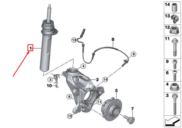 31316867212 - NEW MINI COUNTRYMAN F60 FRONT RIGHT SHOCK ABSORBER 6867212 31316867212 ORIGINAL