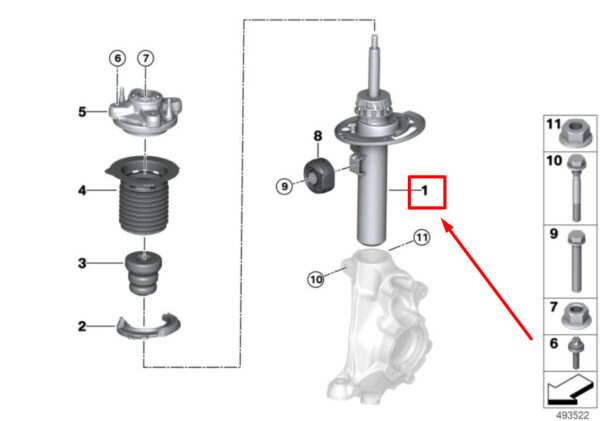 31316888456 - NEW BMW 3 G20 FRONT RIGHT SHOCK ABSORBER 6888456 31316888456 ORIGINAL