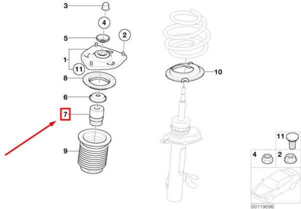31336756663 - NEW MINI COOPER R50, R53 FRONT AXLE SUSPENSION STRUT BUMPER 31336756663 GENUINE