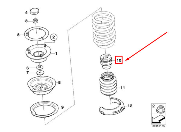 31336783481 - BMW 3 Series E90 auxiliary shock absorber front 6783481 31336783481 new original