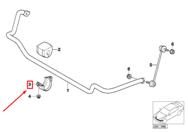 31356754336 - BMW 3 E46 Front Suspension Stabiliser Bracket 31356754336 NEW GENUINE