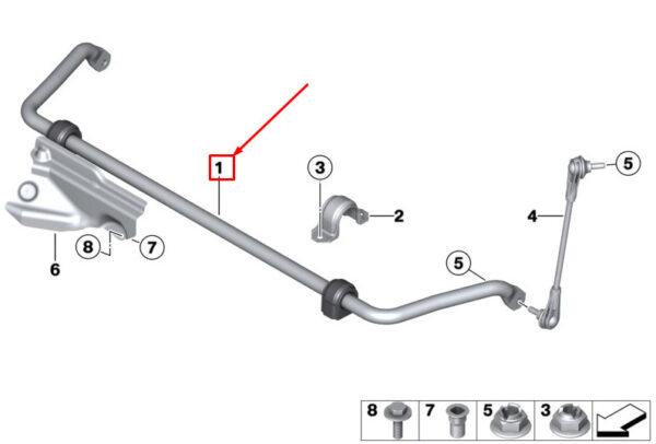 31356792144 - NEW BMW 3 GRAN TURISMO F34 FRONT STABILIZER BAR 31356792144 6792144 ORIGINAL