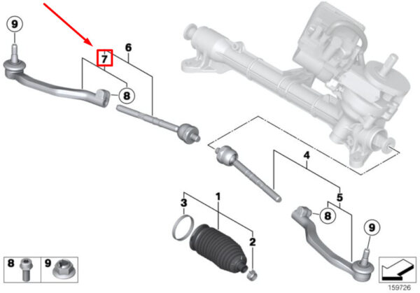 32106778438 - NEW MINI COOPER R56 STEERING LINKAGE RIGHT TIE BALL JOINT 32106778438 ORIGINAL