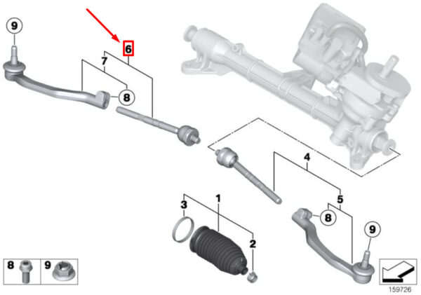 32106778548 - NEW OEM MINI CLUBMAN R55 STEERING RIGHT TIE ROD 32106778548 GENUINE
