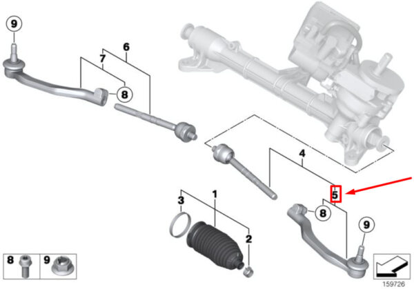 32109805551 - MINI PACEMAN R61 tie rod head left outside 32109805551 NEW REAL