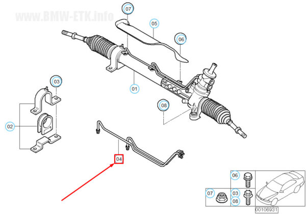32136777526 - NEW MINI COOPER PIPE R50 SERVO STEERING SET 32136777526 6777526 ORIGINAL