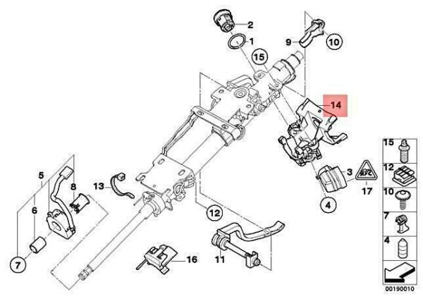 32306763448 - OEM BMW Z4 COUPE ROADSTER E85 E86 INTERLOCK STEERING LOCK 32306763448 GENUINE