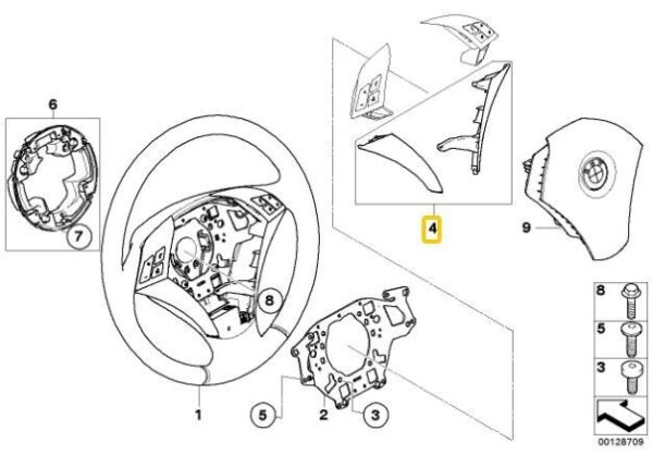 32306763452 - New Genuine BMW 5 E60 E61 Steering Wheel Trim Cover Set 6763452 OEM