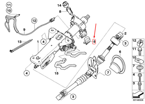 32306765858 - NEW BMW 5 E60 STEERING LOCK POSITIONING UNIT 32306765858 OEM