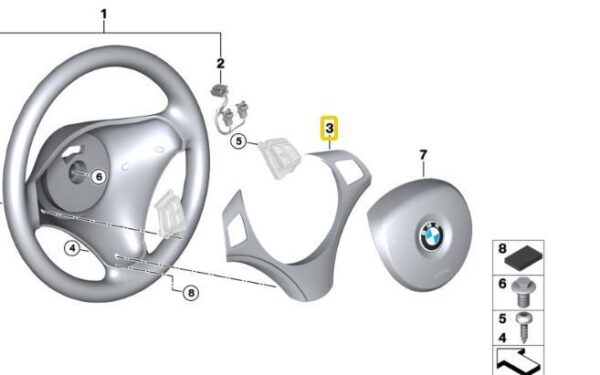 32306767211 - NEW BMW STEERING WHEEL COVER E87 E90 E91 MULTIFUNCTION BLACK 6767211 ORIGINAL