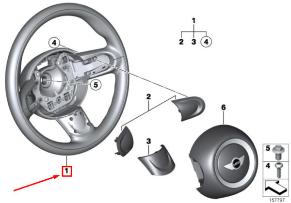 32306798801 - NEW MINI CONVERTIBLE R57 LCI JCW SPORT STEERING WHEEL LEATHER 32306798801 ORIGINAL
