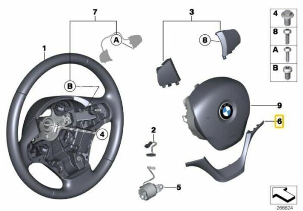 32306854772 - New Genuine BMW F20 F21 F22 F23 F30 F31 F34 Steering Wheel Trim Black 6854772