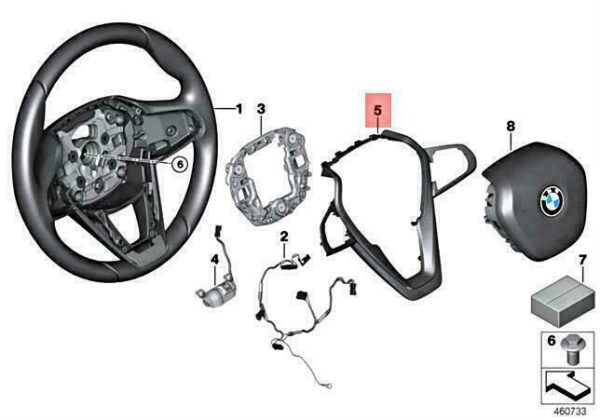 32306869575 - OEM BMW G30 G31 G32 518D 520D ED DECORATIVE TRIM STEERING WHEEL 32306869575 NEW
