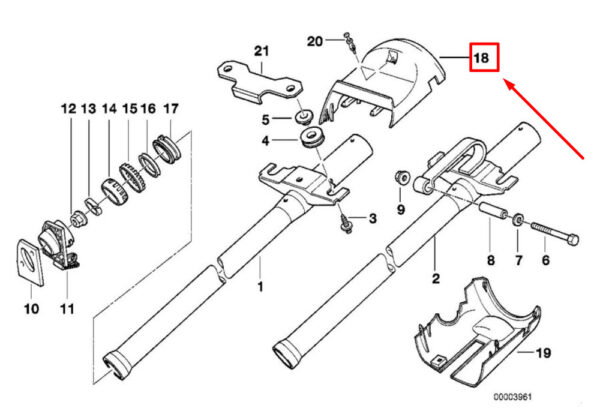 32311093251 - BMW 3 E36 steering column top trim 1093251 32311093251 NEW ORIGINAL