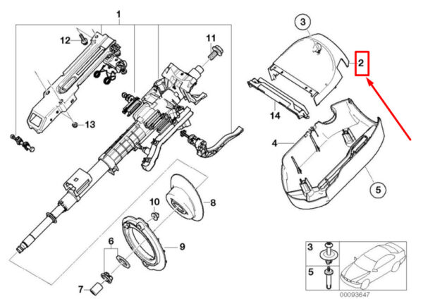 32311094678 - BMW 3 E46 steering wheel column trim 32311049678 1094678 NEW ORIGINAL