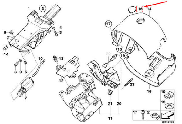 32316750986 - OEM BMW Z8 E52 STEERING COLUMN TRIM PANEL COVER 32316750986 GENUINE