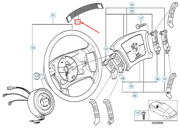 32341162091 - BMW 5 E39 steering wheel switch adapter cable 32341162091 1162091 NEW REAL