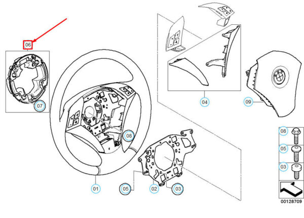 32346770069 - OEM BMW 5 E60 STEERING WHEEL ABSORBER WITH SCREW 32346770069 6770069 GENUINE