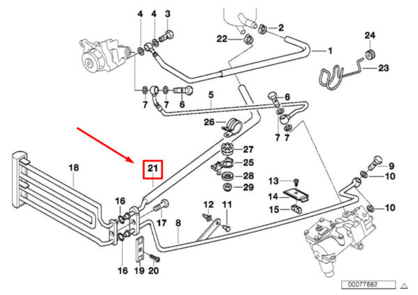32411091975 - NEW BMW 7 E38 POWER STEERING RETURN HOSE 1091975 32411091975 95-00 ORIGINAL