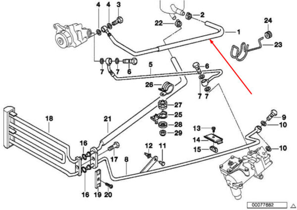 32411093727 - BMW 7 E38 Power Steering Feed Hose 32411093727 4.4 Petrol NEW GENUINE