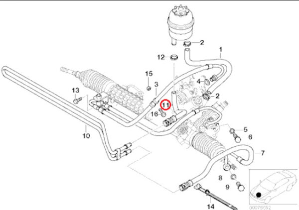 32411094951 - BMW 3 E46 power steering return hose 32416796390 2.5 petrol NEW ORIGINAL