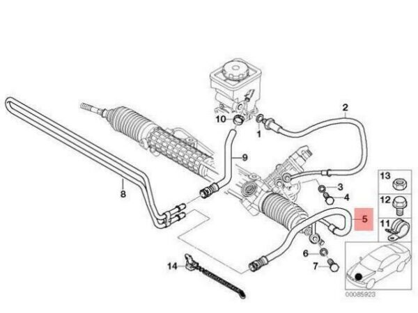 32411096051 - OEM BMW E39 ESTATE SALOON HYDRO STEERING OIL RETURN PIPE 32411096051 GENUINE