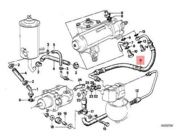 32411118567 - OEM BMW E23 SALOON PRESSURE HOSE ASSEMBLY M 32411118567 NEW