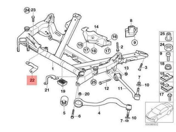 32416752868 - OEM BMW E39 FRONT RIGHT AXLE SUPPORT PRESSURE HOSE ASSY 32416752868 GENUINE