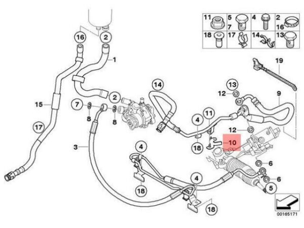 32416763572 - NEW BMW E60 E60N E61 E61N E63 E63N RETURN LINE BRACKET M 32416763572 04-09