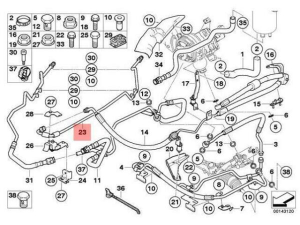 32416767893 - OEM BMW E60 E60N E61 E61N DYNAMIC DRIVE EXPANSION HOSE 32416767893 GENUINE NEW