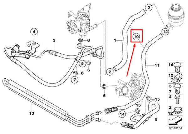 32416770363 - BMW 1 Convertible E88 Steering Oil Line Clip 6770363 32416770363 NEW GENUINE