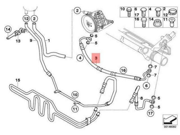 32416779315 - OEM BMW E87 5 DOORS EXPANSION POWER STEERING HOSE 32416779315 GENUINE NEW