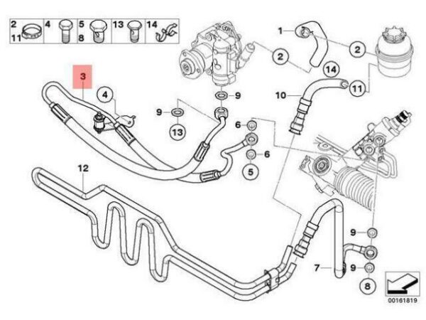 32416783723 - OEM BMW E90N E91N E92 E92N ACTIVE STEERING EXPANSION HOSE 32416783723 GENUINE