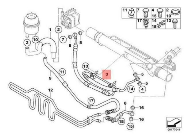 32416786389 - OEM BMW E84 E87 E87N E90 EXPANSION POWER STEERING HOSE 32416786389 GENUINE NEW