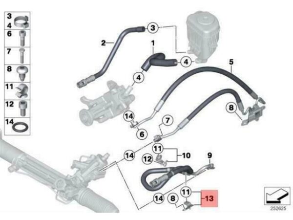 32416788781 - OEM BMW F01 F01N HYDRO STEERING OIL RETURN PIPE BRACKET 32416788781 GENUINE
