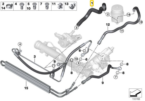 32416850100 - New Genuine BMW 1/3 Series N55 N54 N54T Steering Feed Hose Pipe 6850100 OEM