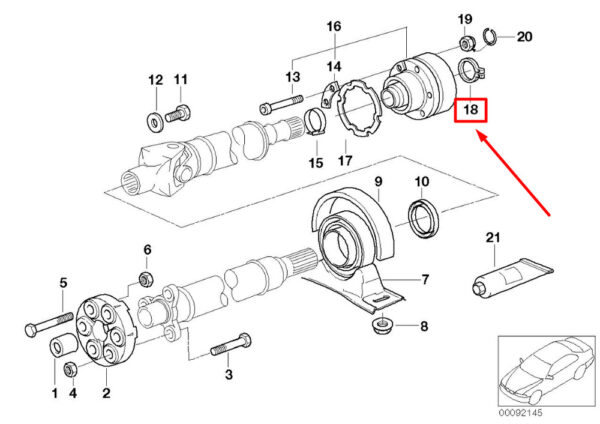 33211225648 - BMW E39 constant joint with knurl socket fuse ring 1225648 33211225648